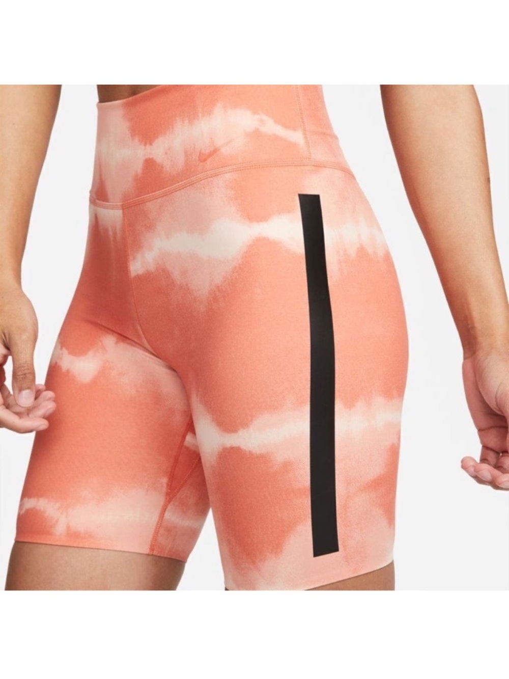 Nike Orange Tie-Dye High-Rise Bike Shorts